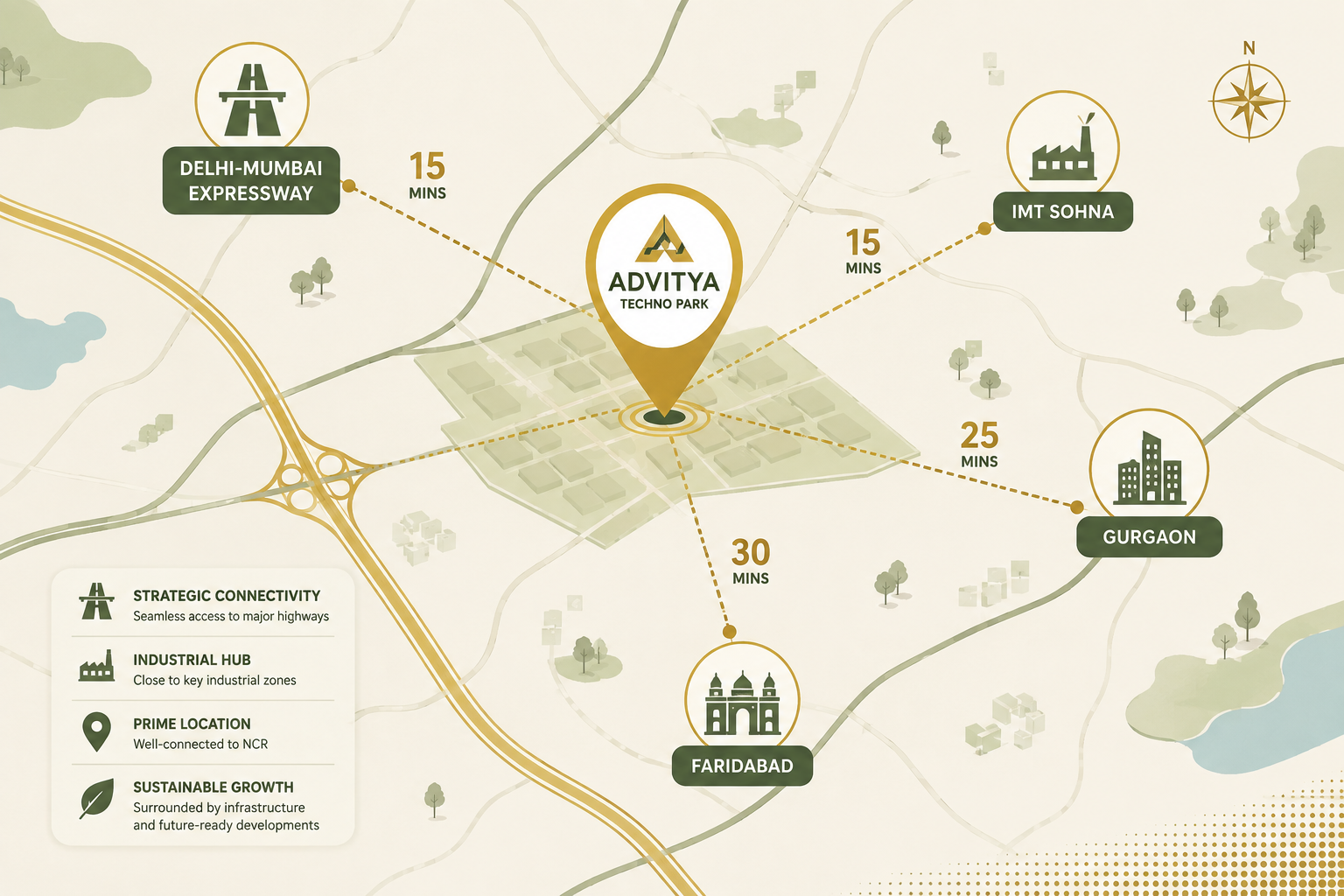Advitya Techno Park entrance gate, HARERA registered industrial plots
