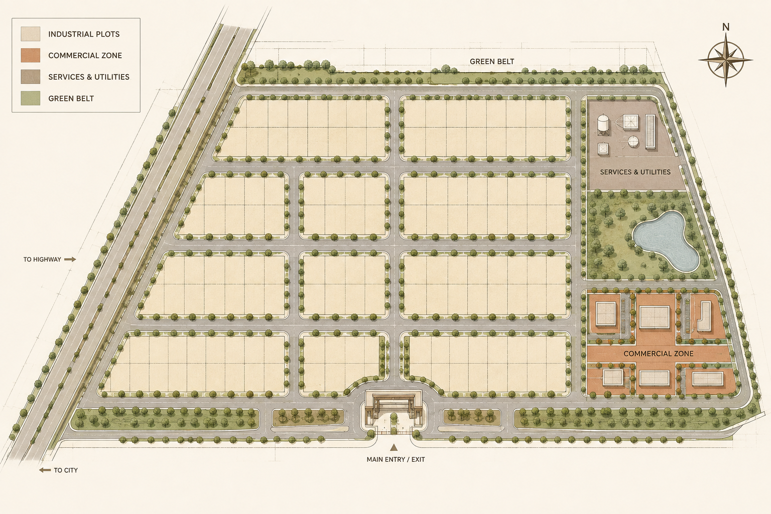 Landscaped avenues at Advitya Techno Park
